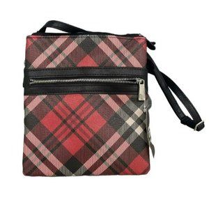 Triple-Zip Saffiano Plaid Dasher Crossbody Purse NWT